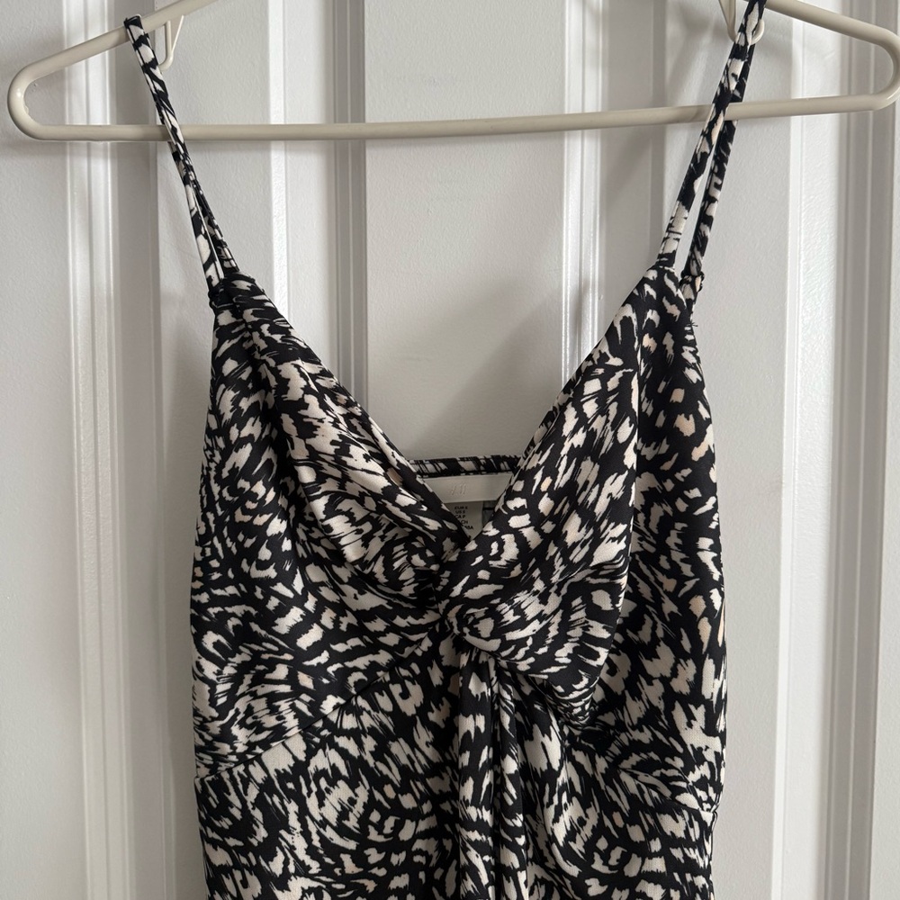 Black & White Midi Summer Dress w Front Tie